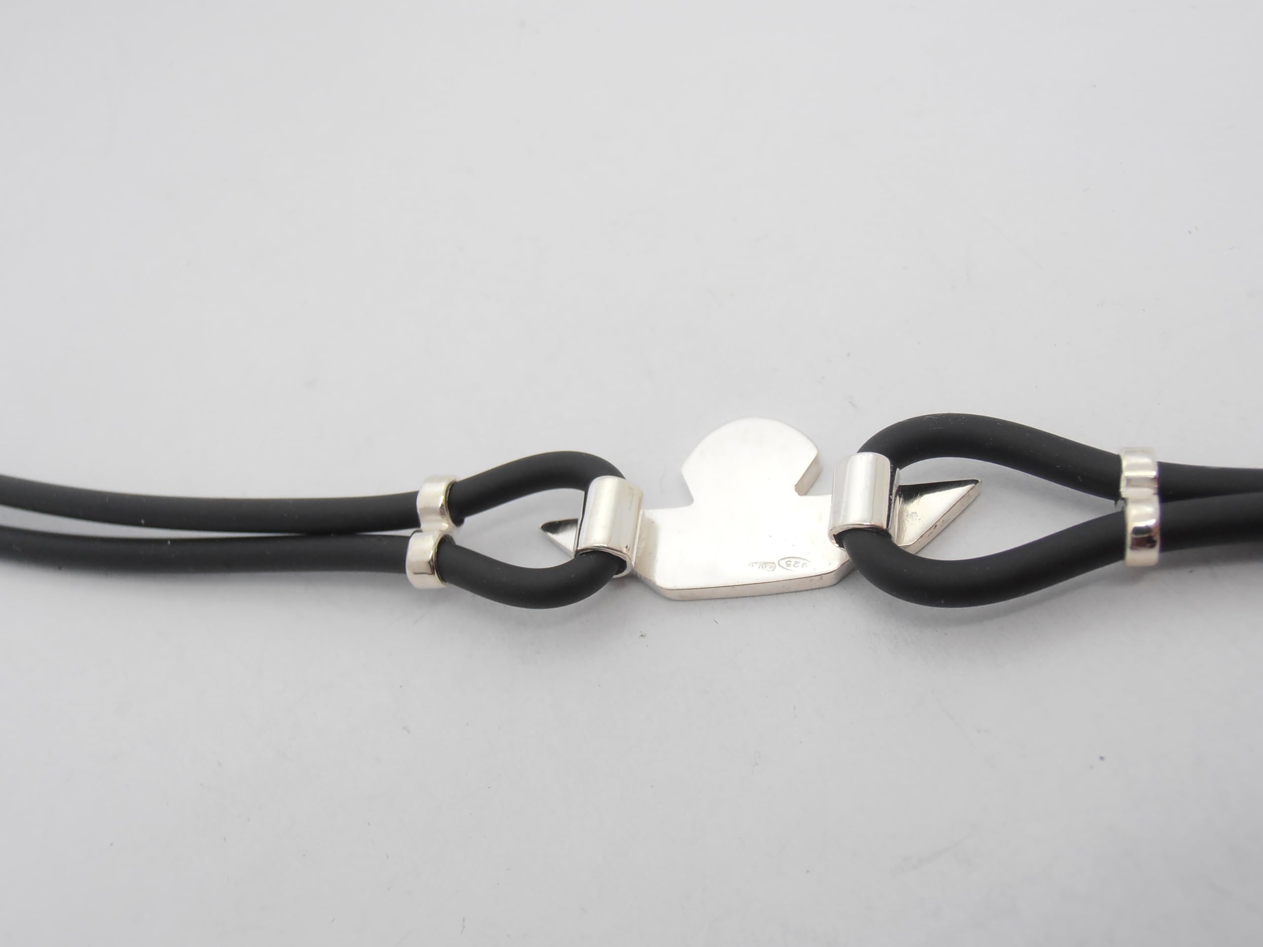 Paracadutisti : Braccialetto in Argento 925 e Caucciù - Bracciale con Simbolo dei Parà - Brevetto - Fregio - Stemma -