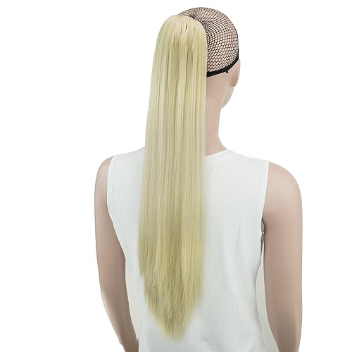 Miniatura 7 de IMISSU Extensiones de cabello grueso y rizado con pinza de mandíbula para coleta, extensiones de cola de caballo con clip, 24 pulgadas (gris oscuro)