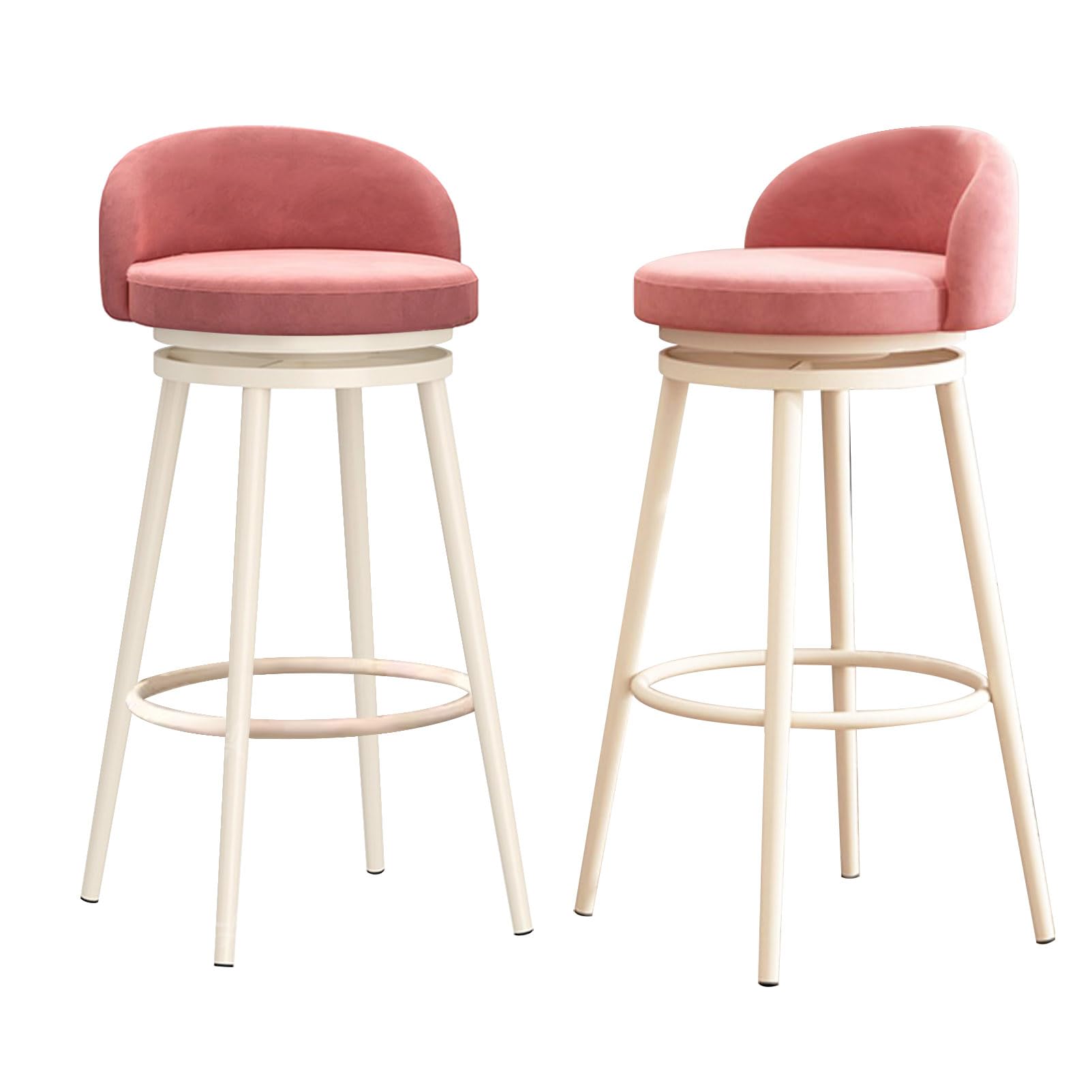 Tabourets de bar rembourrés en velours rose avec dossier chic
