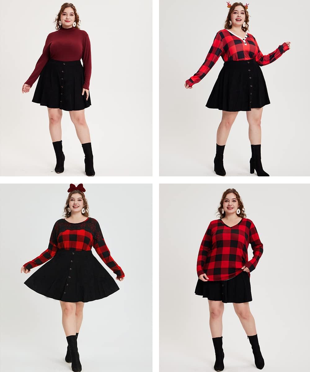 TIYOMI Plus Size Skirts for Curvy Women Basic Versatile Stretchy Elastic Waist Flared Casual A Line Pleated Mini Skirt XL-5XL - Image 6