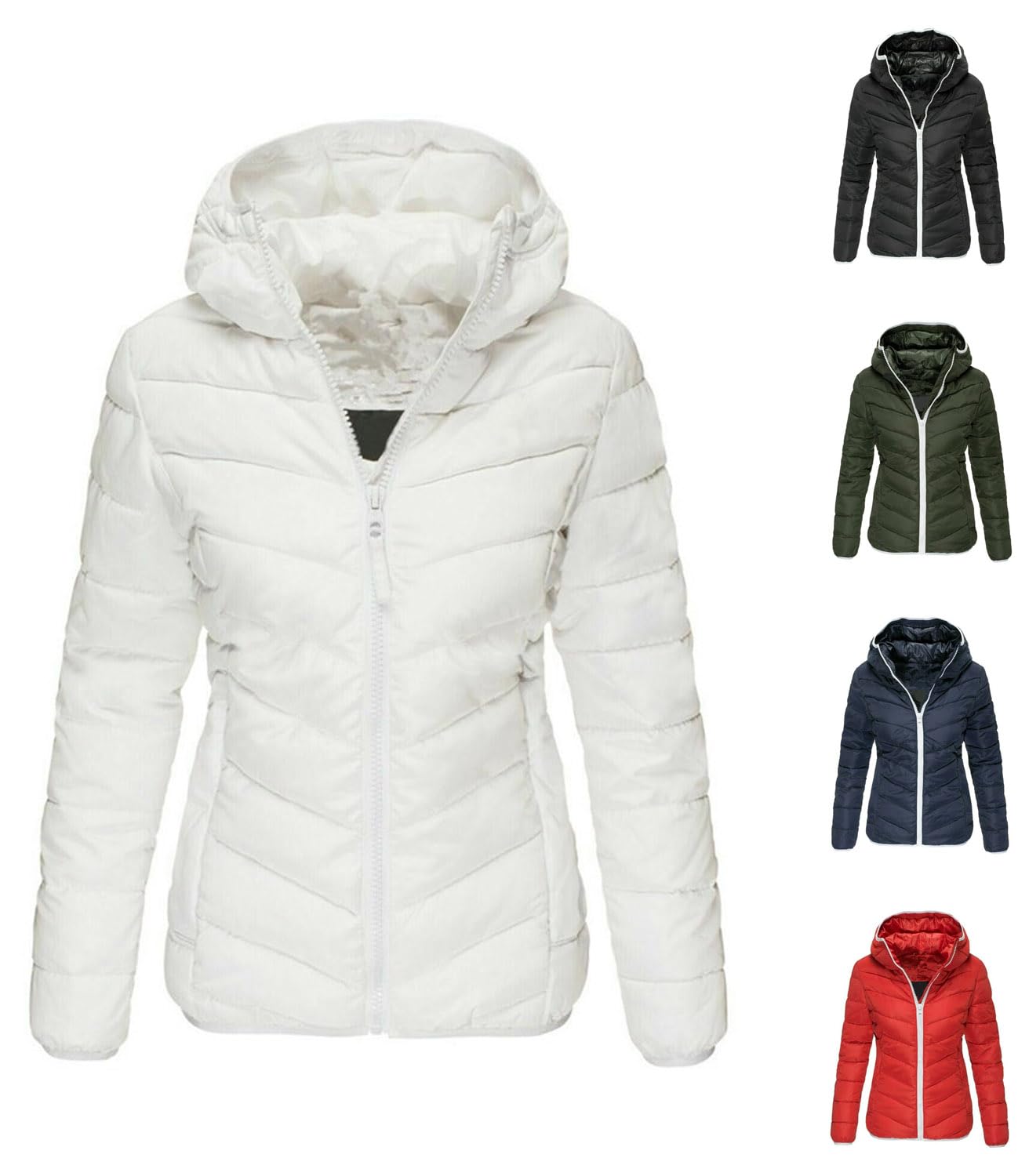 ORANDESIGNE Doudoune Légère à Capuche Femme Veste en Duvet Chaudes Doudoune Capuche Courte Manteau Doudoune Matelassée Slim Fit Blouson Doudounes Mi Saison Hiver Sport Coupe-vent