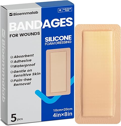 Miniatura 19 de Vendajes grandes impermeables de 6 x 6 pulgadas de espuma de silicona para cuidado de heridas de piel sensible, almohadilla cohesiva adhesiva con