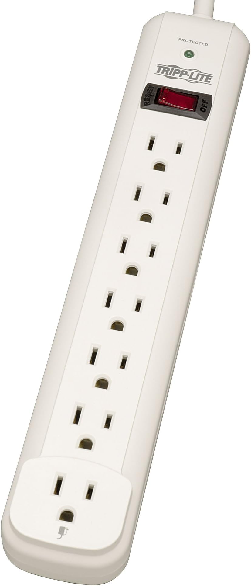 7 Outlet Surge Protector Power Strip, Extra Long Cord 25 ft., 1080 Joules, Lifetime Limited Warranty & $25K Insurance (TLP725) Light Gray