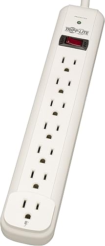Miniatura 2 de Tripp Lite Regleta de alimentación con protector de sobretensiones de 7 tomas, cable extra largo de 25 pies, 1080 julios y seguro de $25K (TLP725)