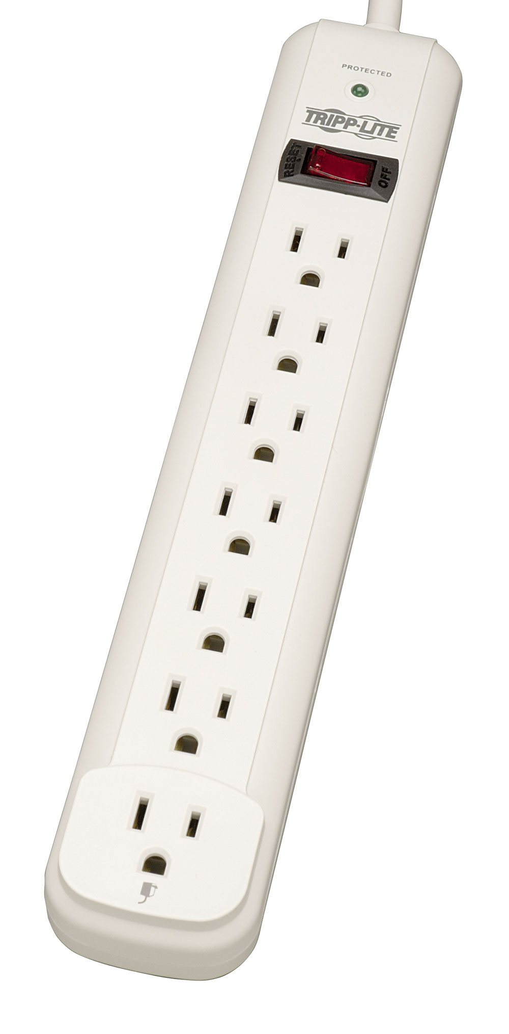 7 Outlet Surge Protector Power Strip, Extra Long Cord 25 ft., 1080 Joules, Lifetime Limited Warranty & $25K Insurance (TLP725) Light Gray