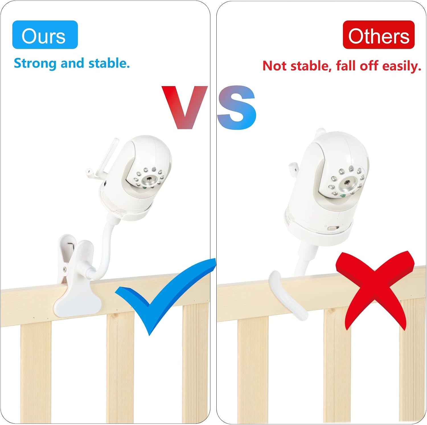 Baby Monitor Clamp Mount, Baby Camera Holder, Stand for Crib, Cot, Shelves, Furniture, Compatible with Infant Optics DXR 8 & DXR-8 Pro (Clamp Mount)