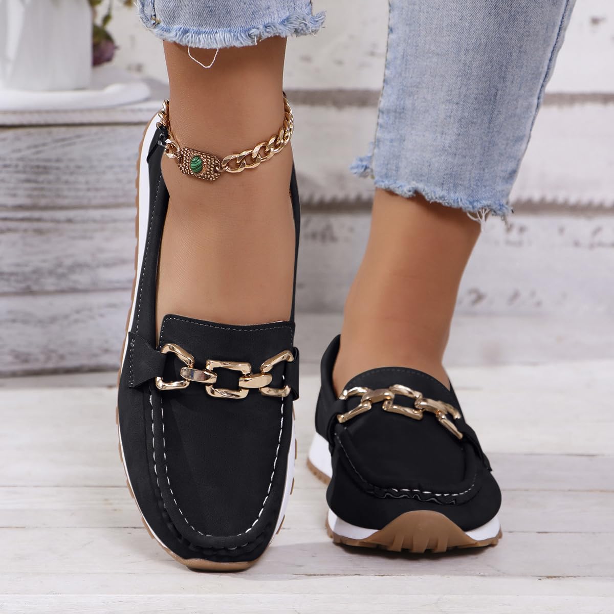 shownicer Mocassins Femme Confortables Plateforme Orthopédiques Loafers Decontracte Légères Chaussures
