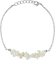 Vista 1 de TGH Pulsera de barra de chips naturales, cristal curativo, pulsera de cuentas crudas chapada en plata, cadena ajustable de 7 + 1 pulgada, regalo