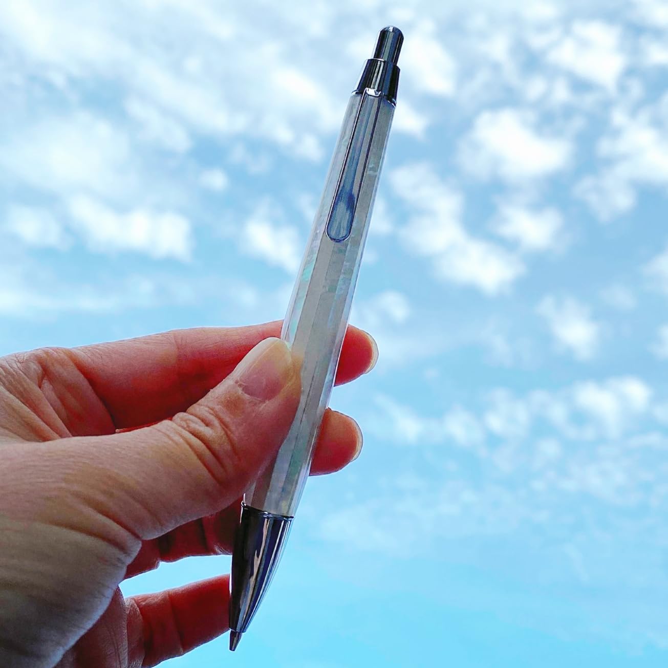 LACHIEVA LUX Mother of Pearl Mechanical Pencil 0.7mm, Elegant Metal Pencil for Drawing and Sketching, Includes 12 Lead Refills