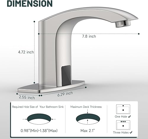 Miniatura 2 de Llave del agua del cuarto de baño, automática de Greenspring. único diseñador de llave mezcladora de monomando para fregadero con acabado en cromo
