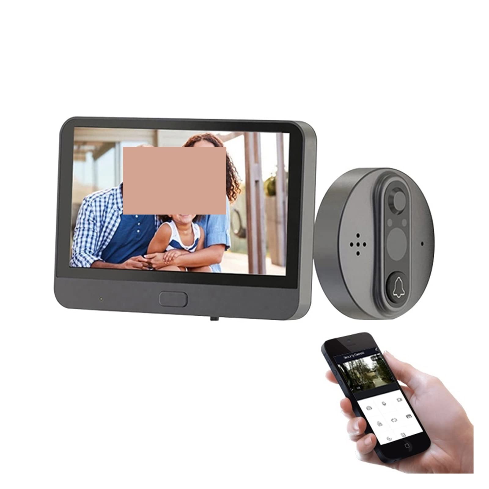 Sonnette vidéo Tuya avec judas écran LCD 4.3 pouces et caméra 1080P pour appartement