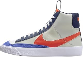 Blazer Mid '77 SE Big Kids' Shoes (FQ7413-100, White/Light Silver/Midnight Navy/Team Orange) Size 4.5