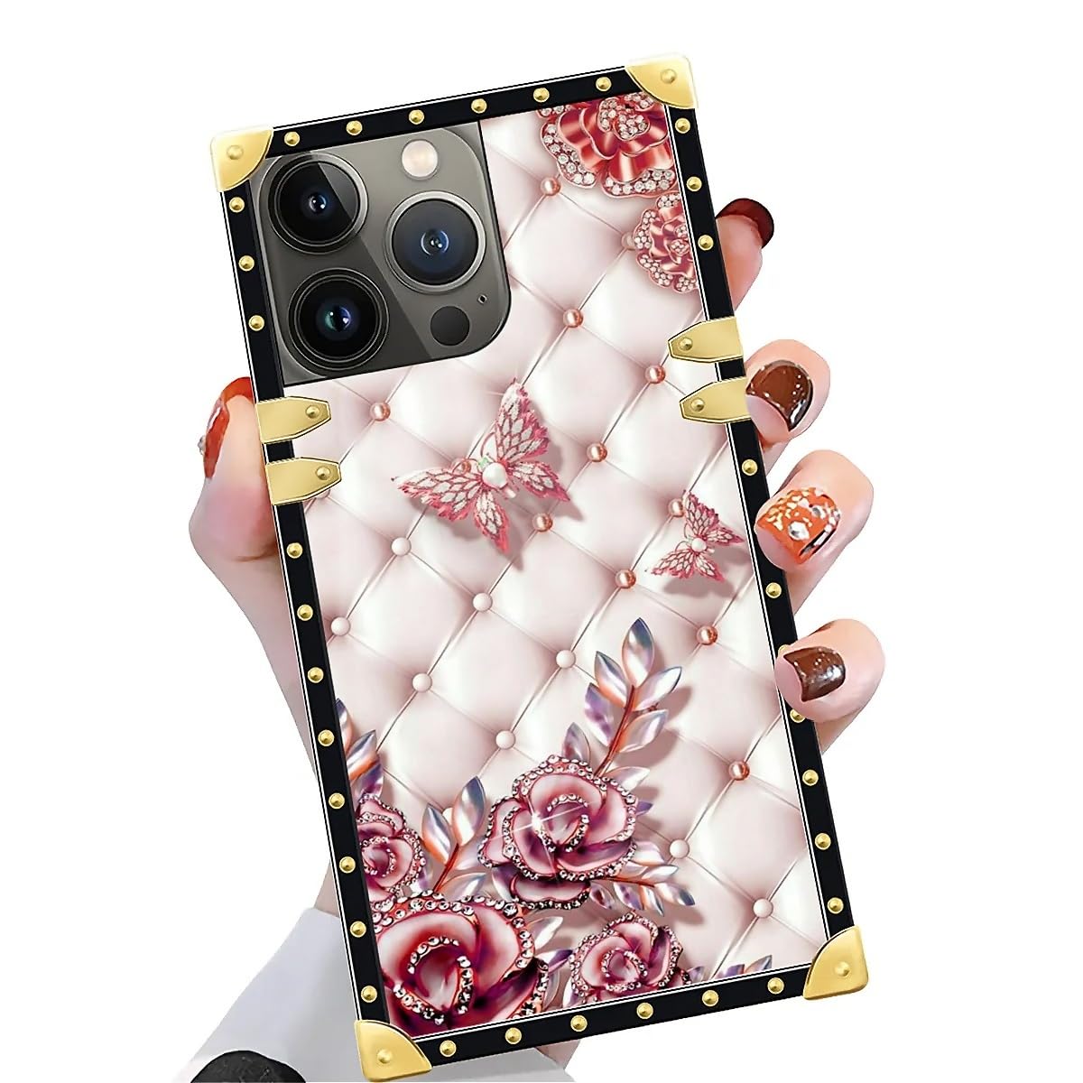 Yuning419 Case Compatible with iPhone 16 Pro Max Case,Luxury Soft TPU & Hard PC Back for Girls Women,Shockproof Protective Cover,Butterfly Diamond