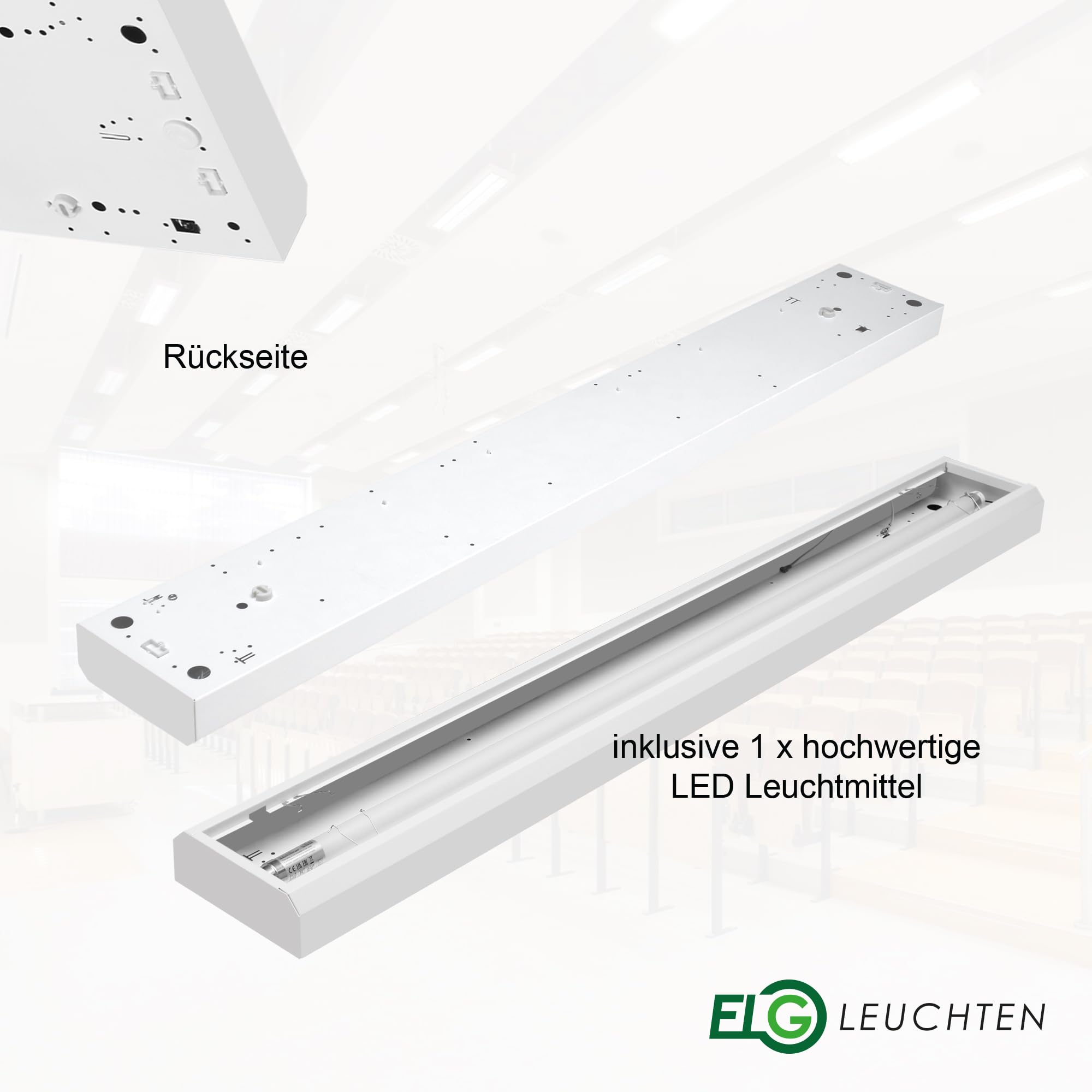 LED Rasteranbauleuchte 120cm 15,6W 2500lm 4000K Neutralweiß 160 lm/W Büroleuchte Deckenlampe