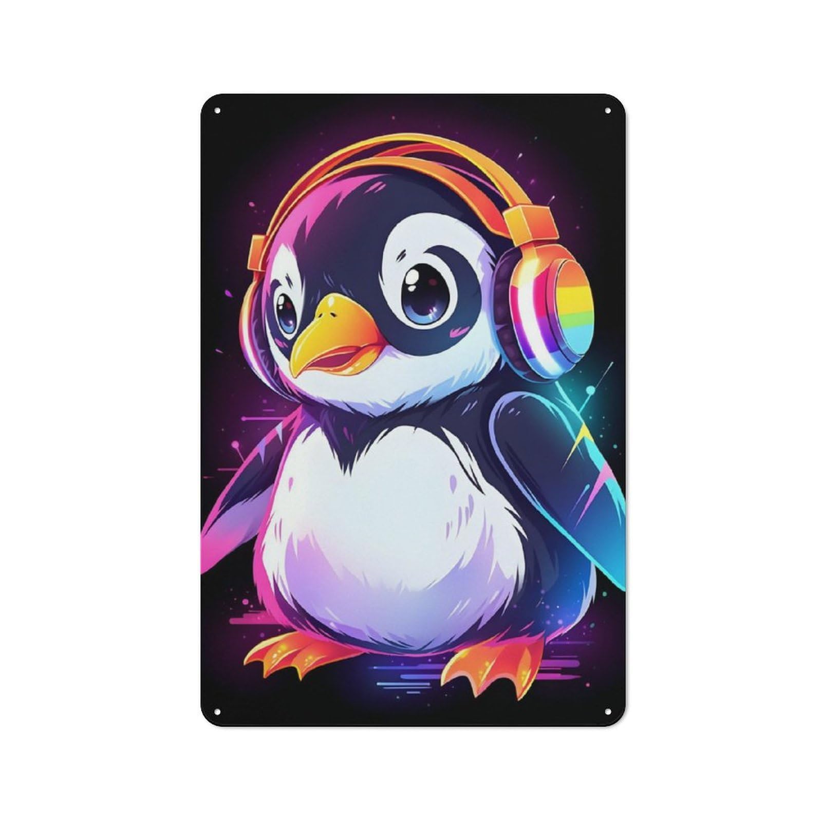 Industrial Chubby Penguin Decorative Metal Plaque 30x20cm, Studio Wall Art for Flat, Bar, Studio Or Gallery Wall