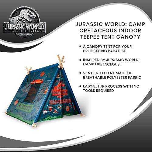 Miniatura 7 de Jurassic World Toldo para tienda de campaña de tipis para interiores y campamentos