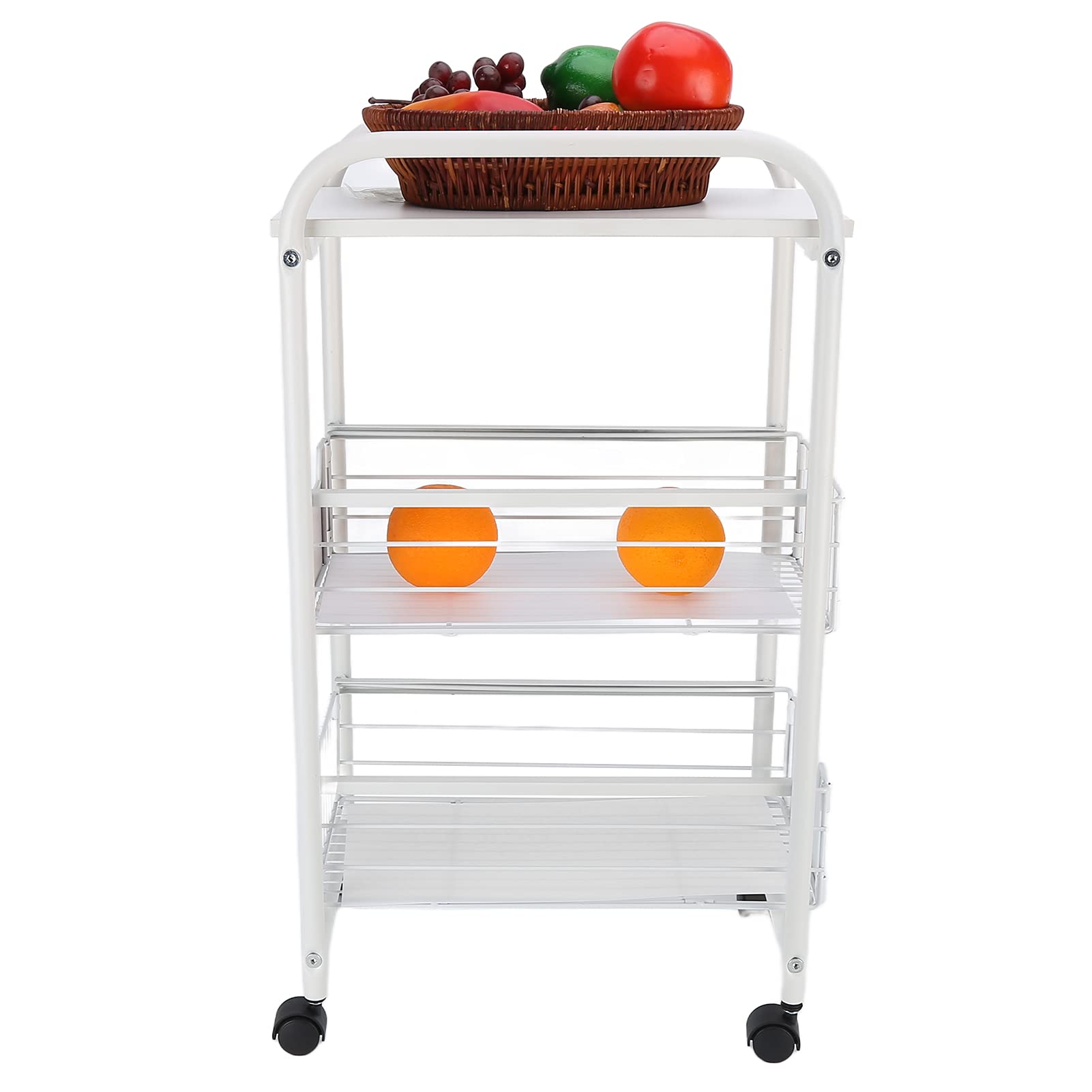 Wózek do Przechowywania Organizer na Kółkach Kompozytowe Drewno i żelazo Wózek Narzędziowy 37,5 X 24 X 65,5 Cm z 4 Kółkami 3-poziomowa Półka do Kuchni Sypialnia Łazienka Pokój Dzienny