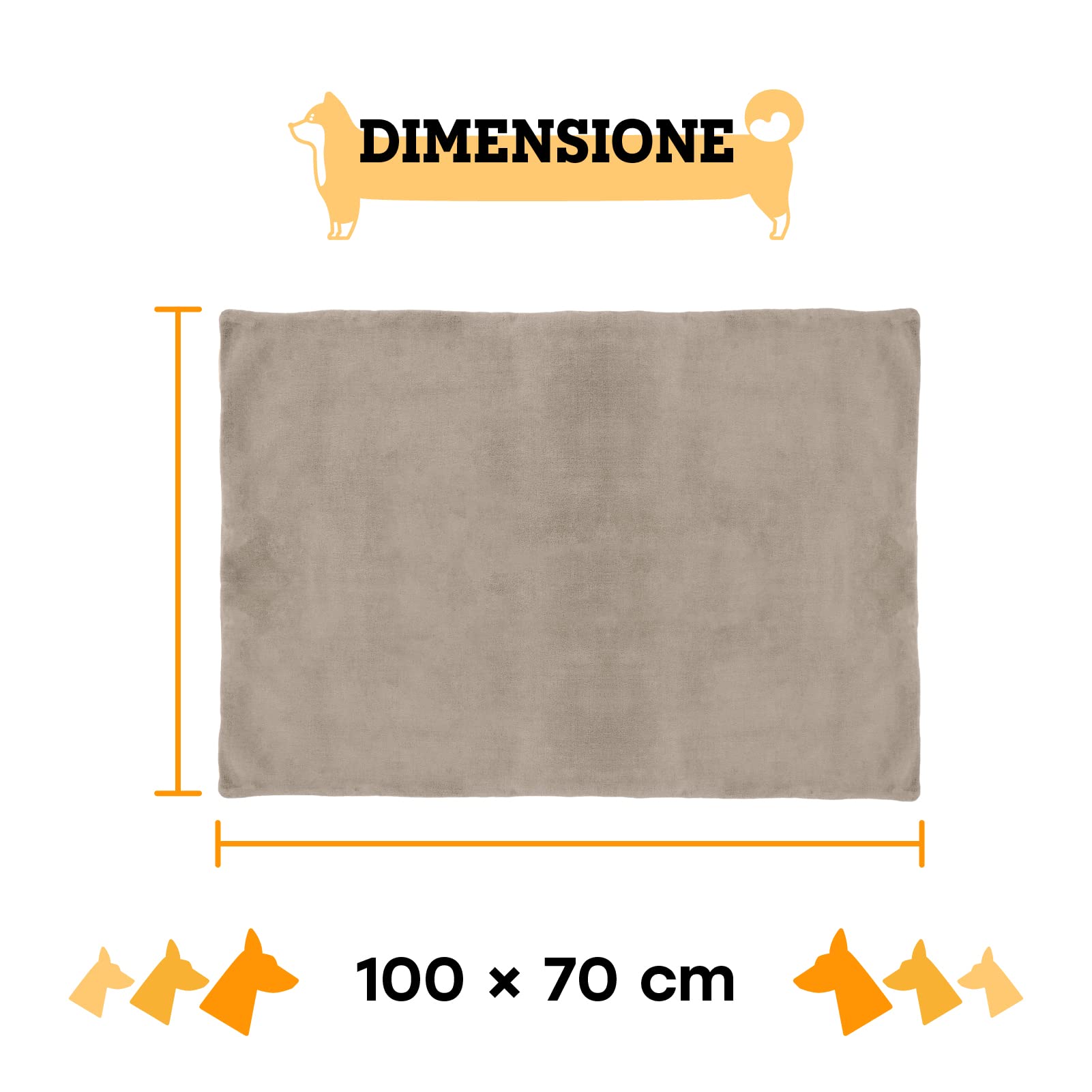 vitazoo Tappeto per Cane Grande - 100 x 70 cm - Tappetino Isolante per Cane Termico e Antiscivolo - Coperta per Cani da Esterno Calda Ideale per Viaggio - Grigio