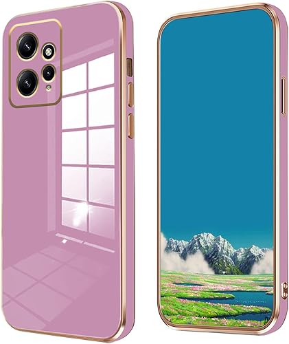 Wousunly Funda compatible con Redmi Note 12 4G de silicona rosa, chapado para Xiaomi Redmi Note 12 4G, funda delgada y suave a prueba de golpes