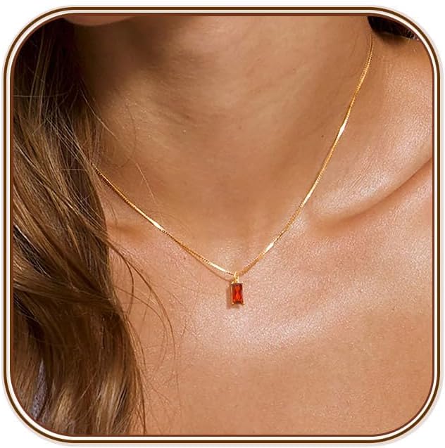 FUNEIA Dainty Gold Necklace for Women Trendy Birthstone Necklace Gifts