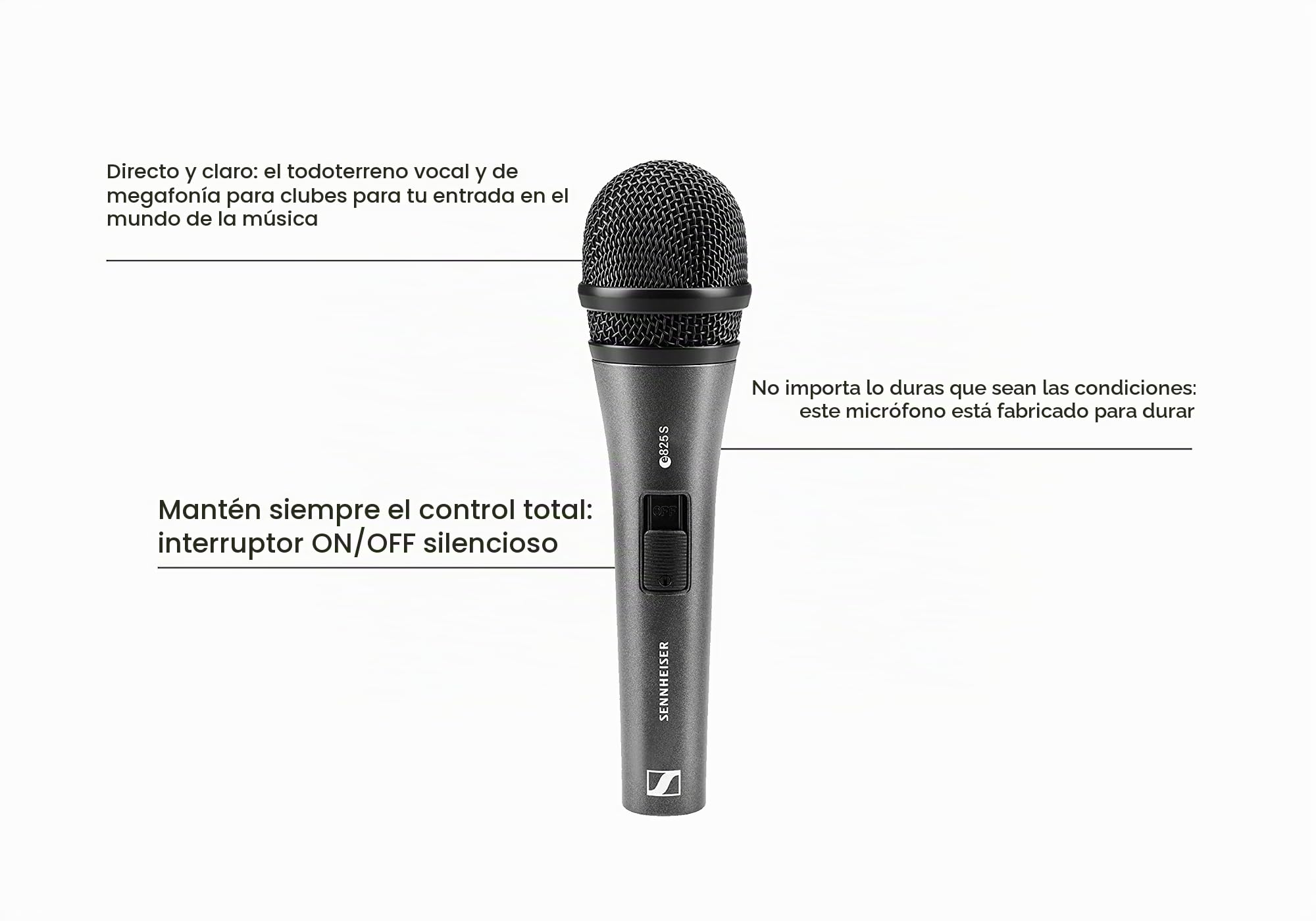 Sennheiser E 825 S Cardioide Micrófono Dinámico/Silencioso y con cerradura de encendido/apagado