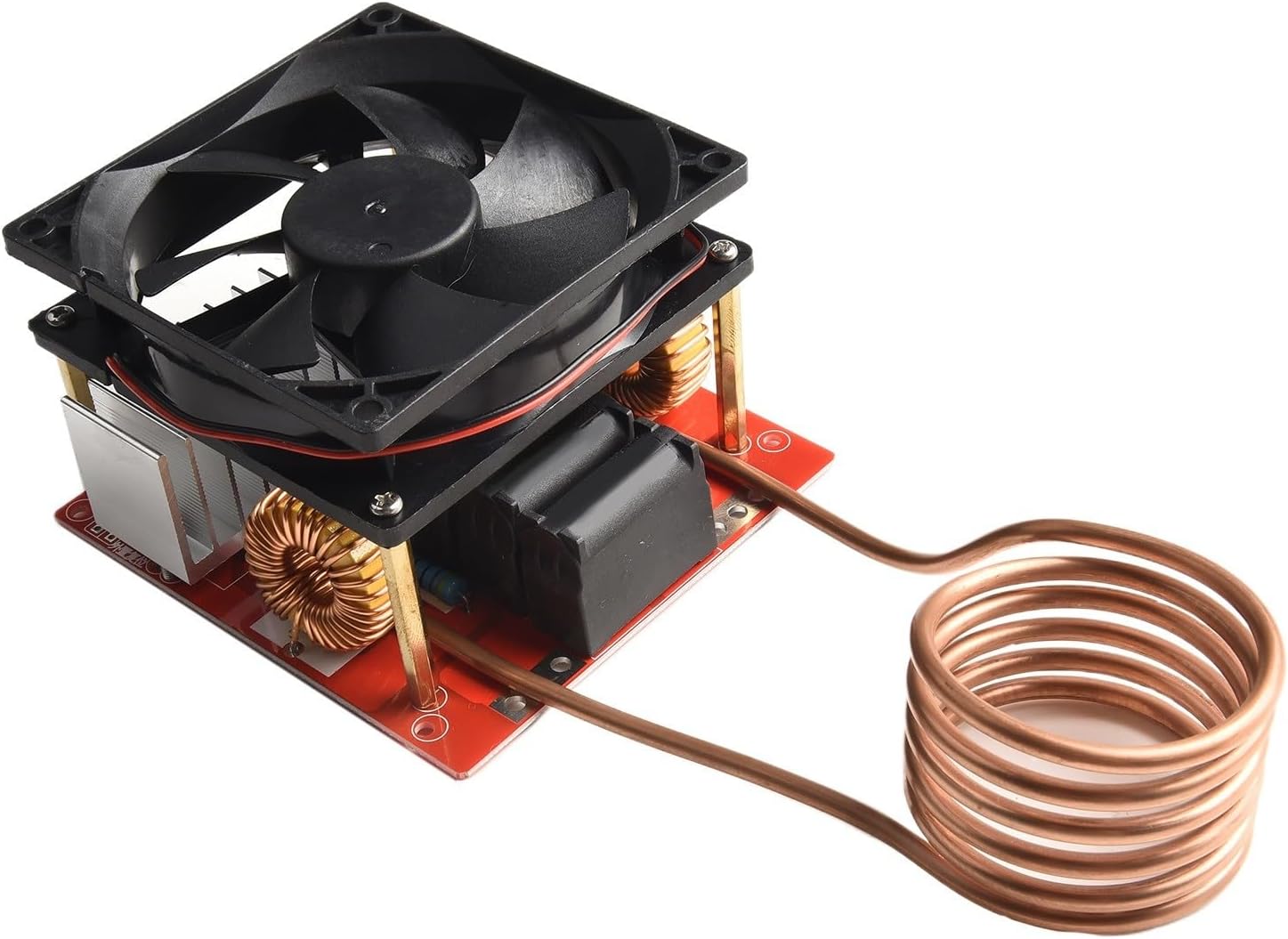 RichVibe 1000W ZVS Induction Heating Plate Kit DC 24-36V for Smelting Quenching Adjustable Power with Fan Copper Coil for Work Treatment 100x100x85mm