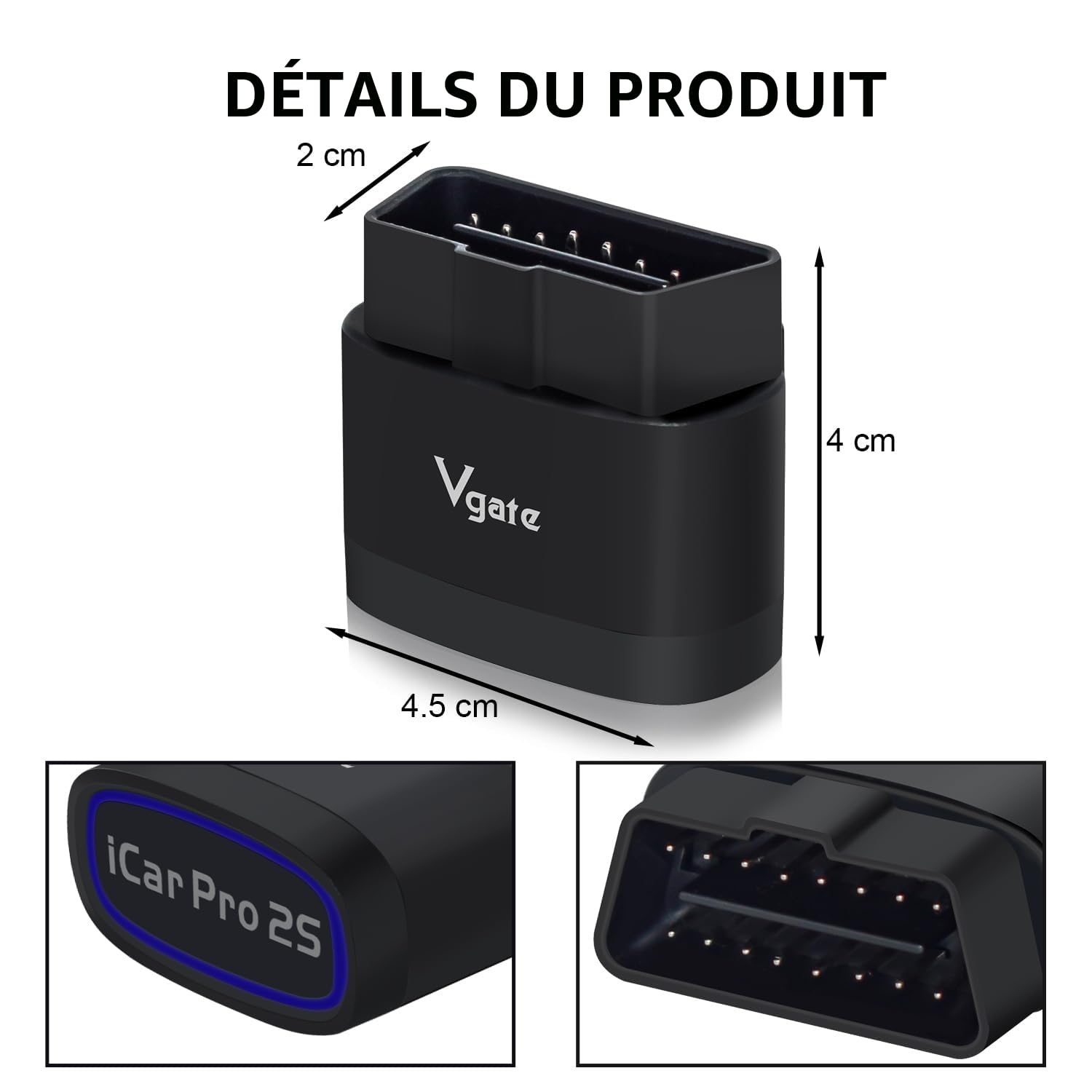 Vgate iCar Pro 2S Bluetooth Outil de Diagnostic OBD2 pour iOS, Android et Windows L'outil de Balayage Automobile Prend en Charge Les véhicules électriques et Hybrides