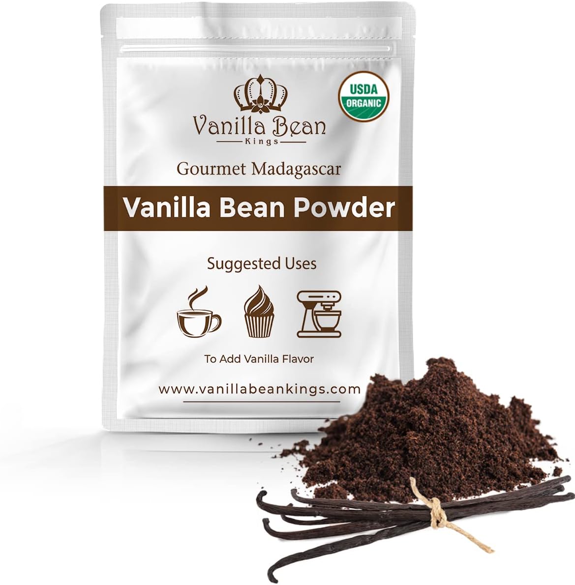 Vanilla Bean Powder - 100% Pure Ground Madagascar Vanilla Powder - For Cooking, Baking and Adding Flavouring - For Coffee, Tea, Yogurt and Shakes - Raw, Unsweetened, No Fillers or