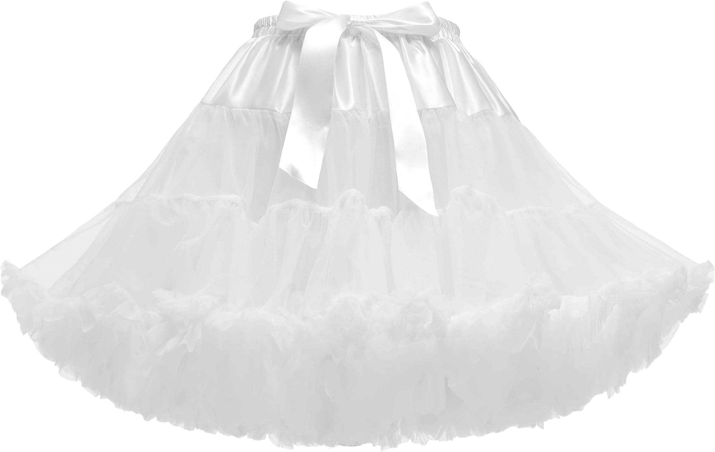 WOWBRIDAL Women's Girls Elastic Waist Multi-Layer Tulle Tutu Short Skirt Petticoat