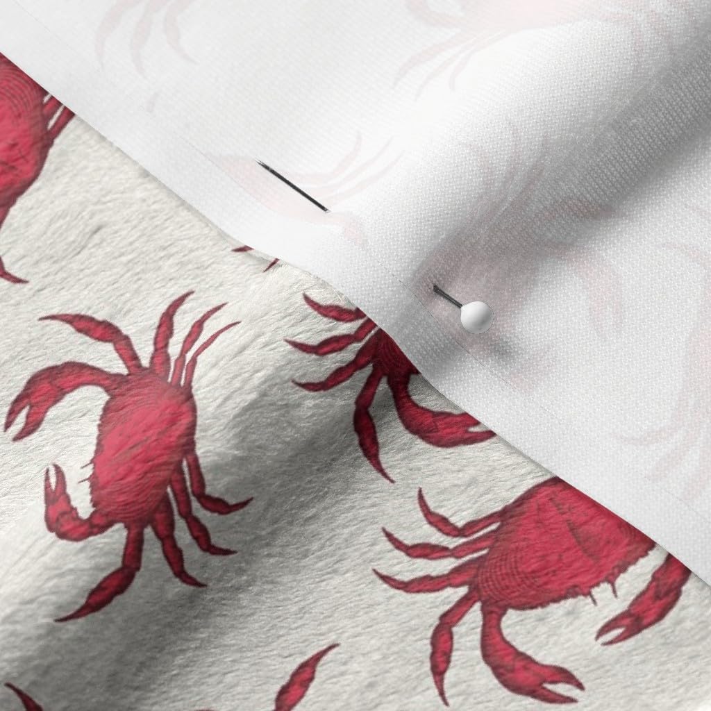 Spoonflower Fabric - Red Crab Scale Ocean Life Sea Beach Nautical Printed on Minky Fabric by The Yard - Sewing Baby Blankets Quilt Backing Plush