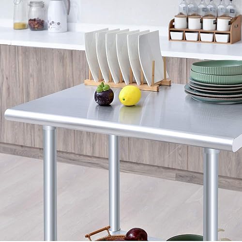 Vista 181 de Rockpoint - Mesa de acero inoxidable para preparación y trabajo con protector contra salpicaduras, 24 x 36 pulgadas; para cocina comercial, metal