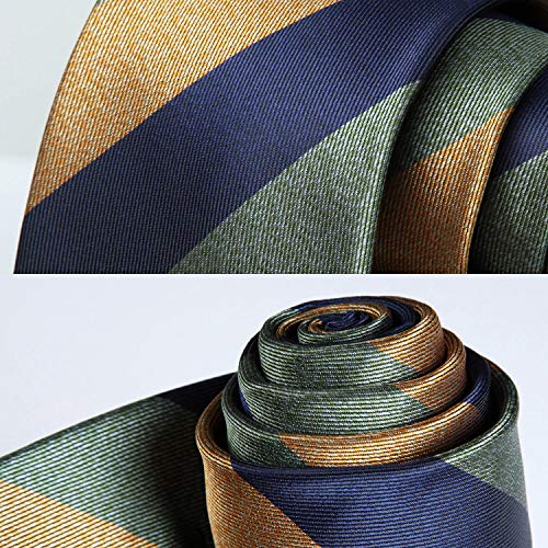 Image of HISDERN Mens Striped Tie and Pocket Square Set Necktie for Men | soft smooth texture, wrinkle-free, neat hand-tied knot, gifting ready, regular 3.4 width, coordinated look, business wedding