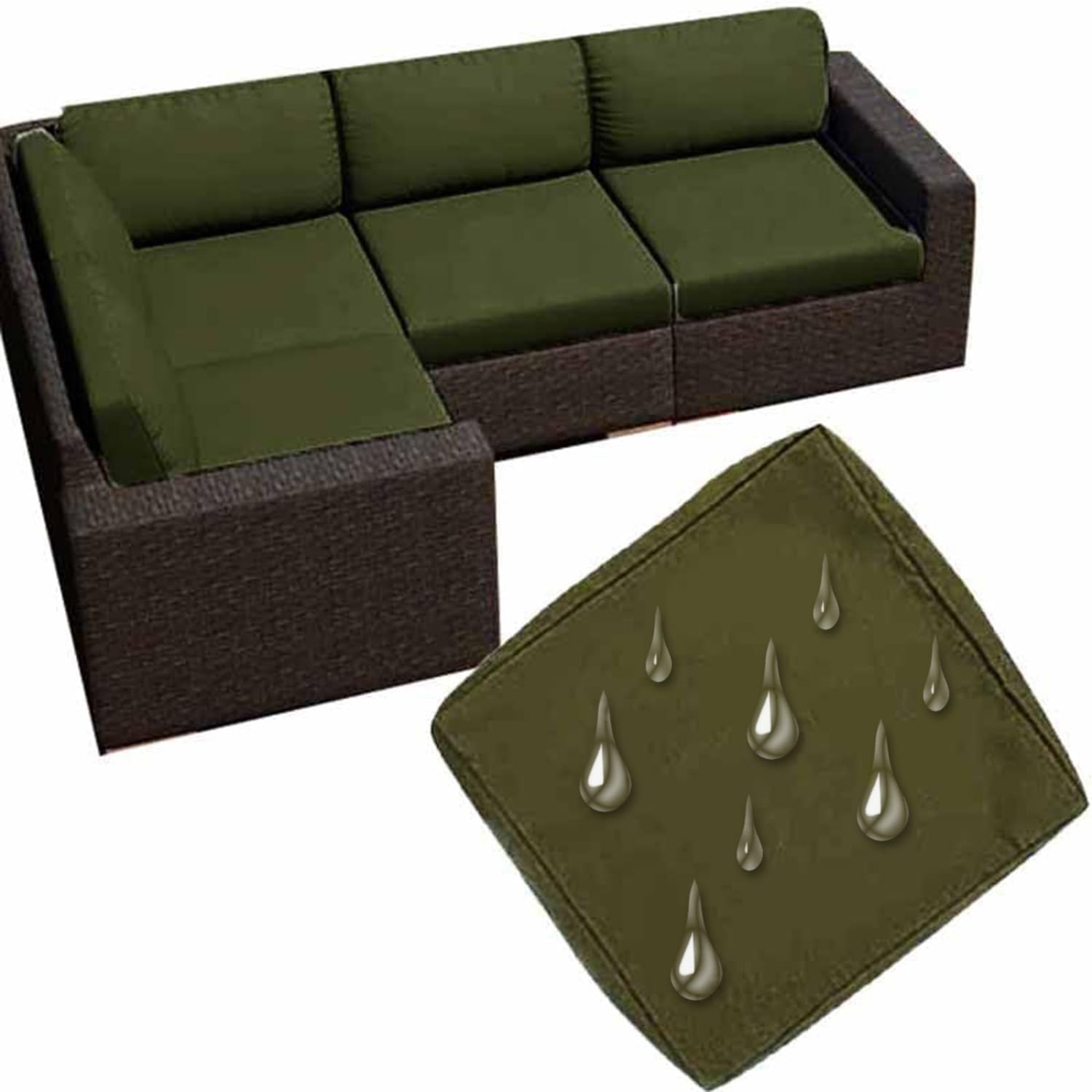 UWOBTN Replacement Outdoor Cushion Covers Waterproof, 50x50 60x60 Garden Sofa Seat Cushion Slipcover With Zipper, Removable Patio Cushion Covers For Indoor Outdoor Rattan Furnitur(Color15,60x55x10cm)