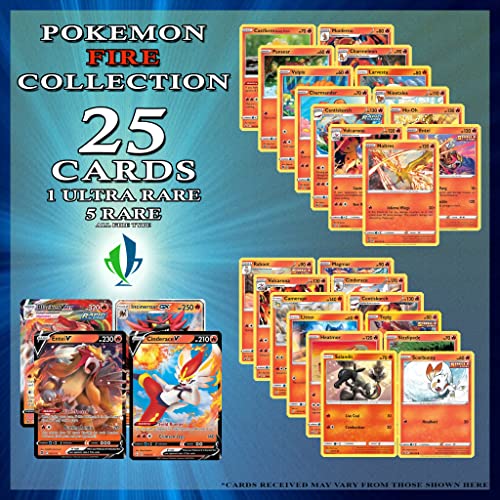 Fire Collection - 5 Rare And 1 Ultra Rare - 25 Total Cards - Pokemon Trading Card Game #TOP1