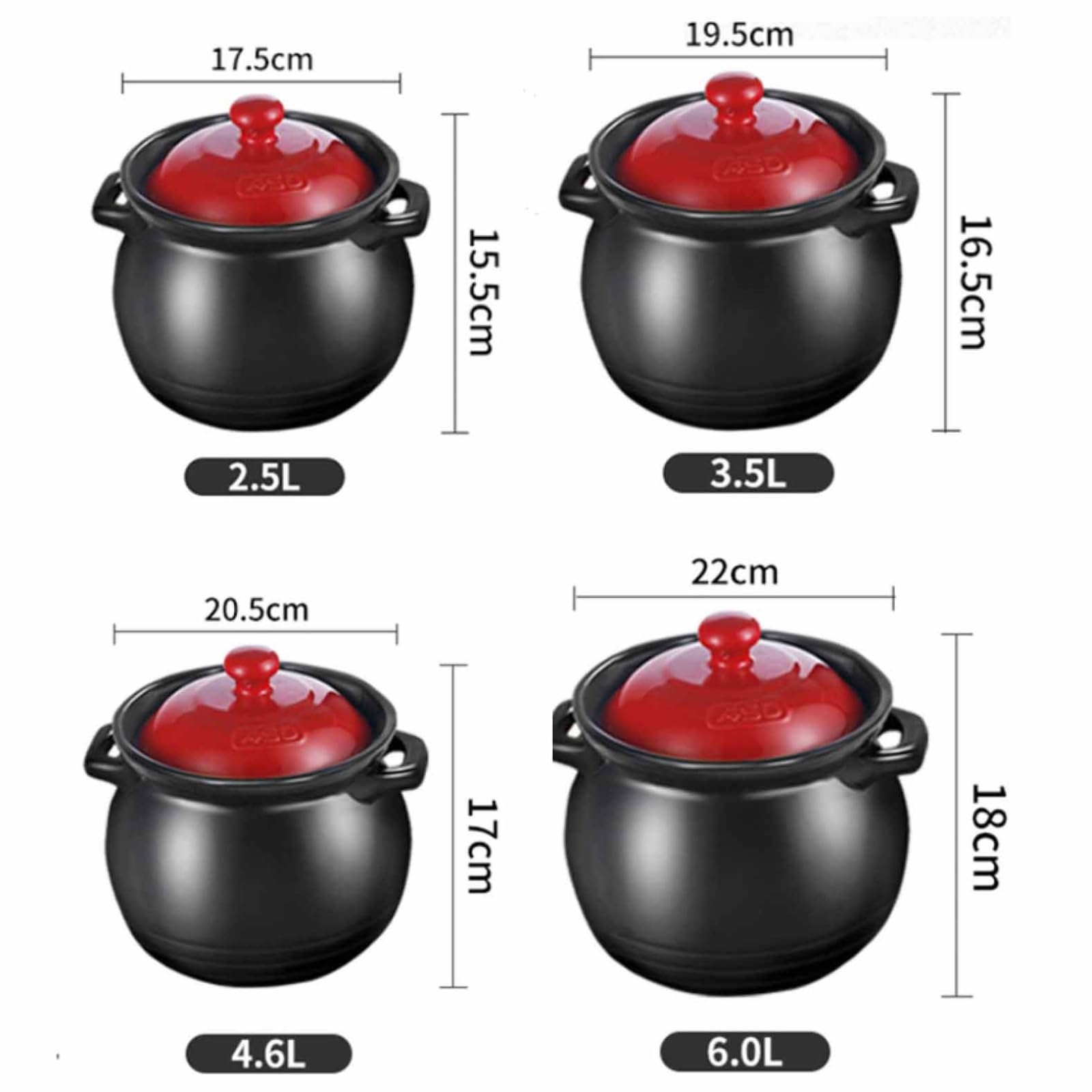 Casseruola in ceramica per stufato, in terracotta, piccola, robusta, per zuppe e zuppe (2,5 L)