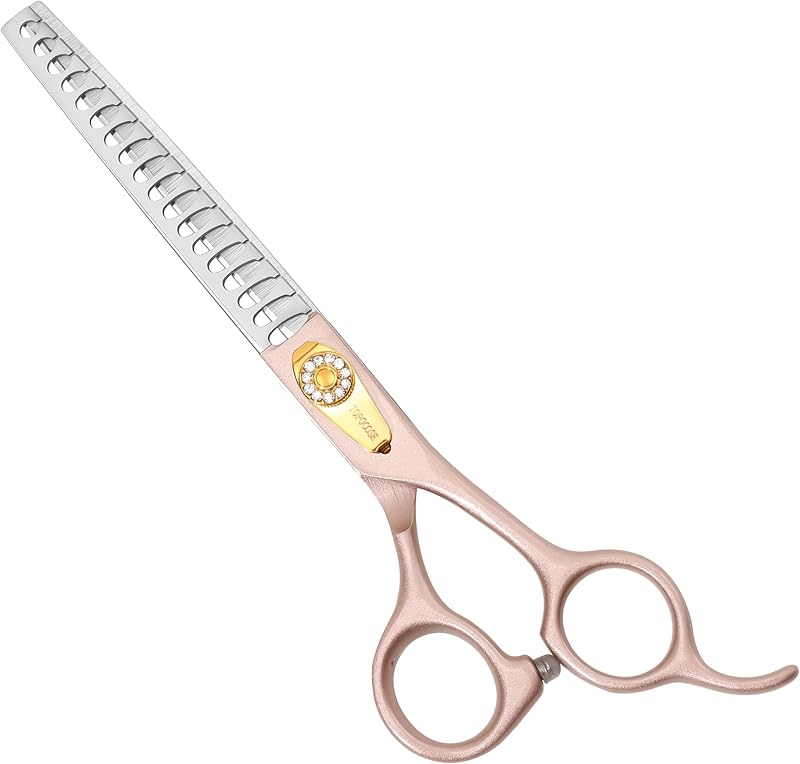 Tesoura Chunker para Tosa de Cães e Gatos em Aço Inoxidável 440C TOPGOOSE 19,05 cm Rose Gold