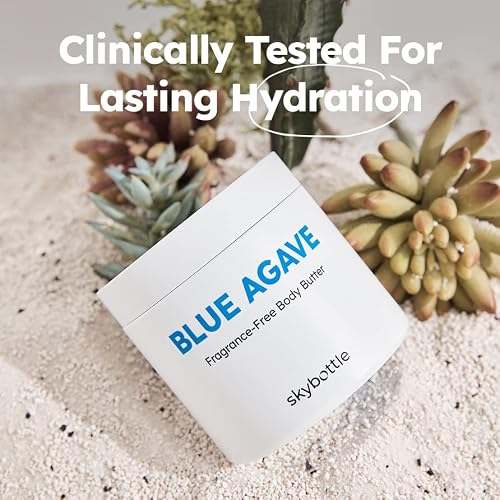 Skybottle Unscented Blue Agave Body Butter Cream Lotion, Intense Hydration, Vegan Certified, Hyaluronic Acid, For Chapped Dry Skin, For Men, Women, Baby, Kids, 9.8 Fl. Oz #TOP3