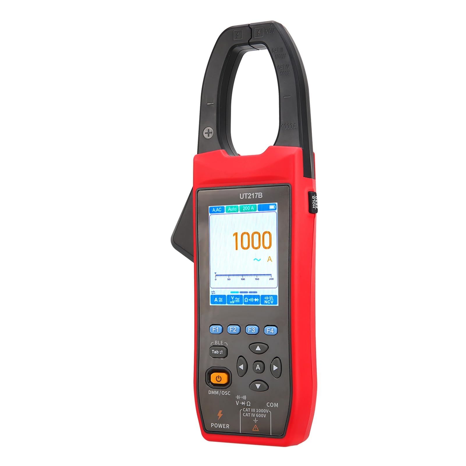 Ausla Multímetro de Pinza Amperimétrica, Pinza Amperimétrica Digital con Osciloscopio de 1 MHz, Registro de Datos BLE NCV True RMS de 1000 A, 1000 V, 20000 Recuentos para Electricistas, Resolución