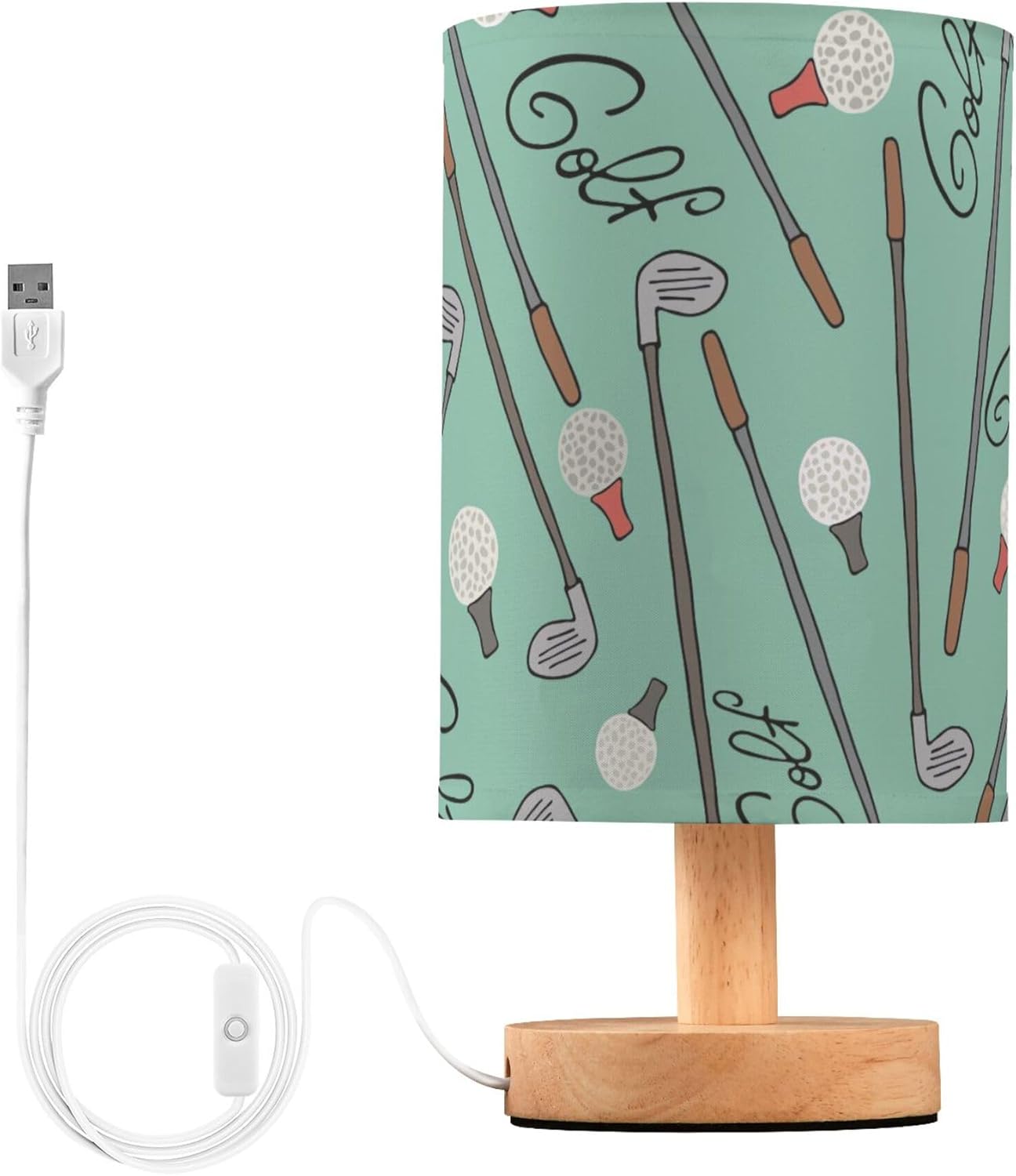 Golf Green Sport LED Table Lamp with USB Port Night Light Bedroom Lamps for Nightstand Living Room Dorm Home Office Desk