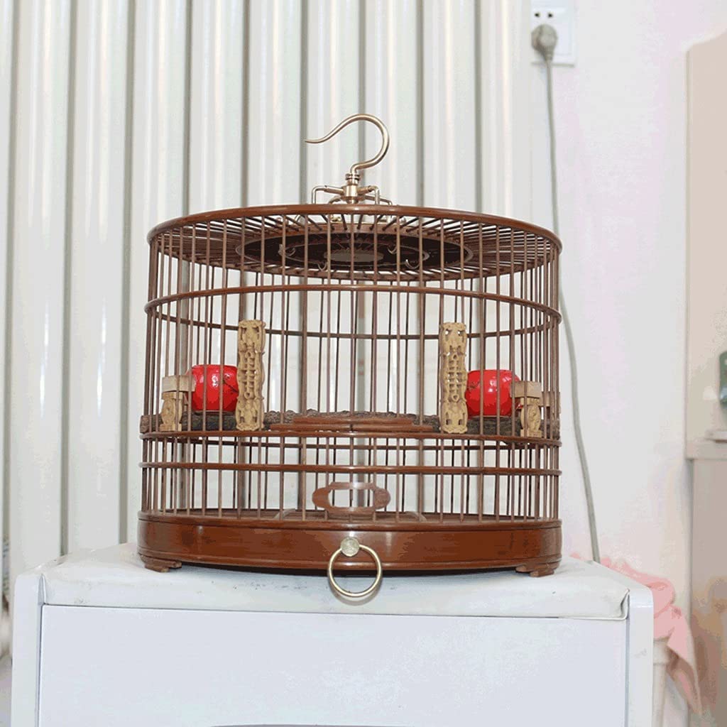 Jaula para Pájaros De Bambú Morado, Jaula Pequeña con Asa, Transportín Redondo para Pájaros, Casita para Pájaros Vintage para El Hogar O El Hotel.,