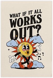 KIPNG Smiley Retro Mental Health, What If It All Works Out Retro Motivational Quote Poster Canvas Poster Bedroom Sports Landscape Office Room Gift Unframe-style12x18inch(30x45cm)