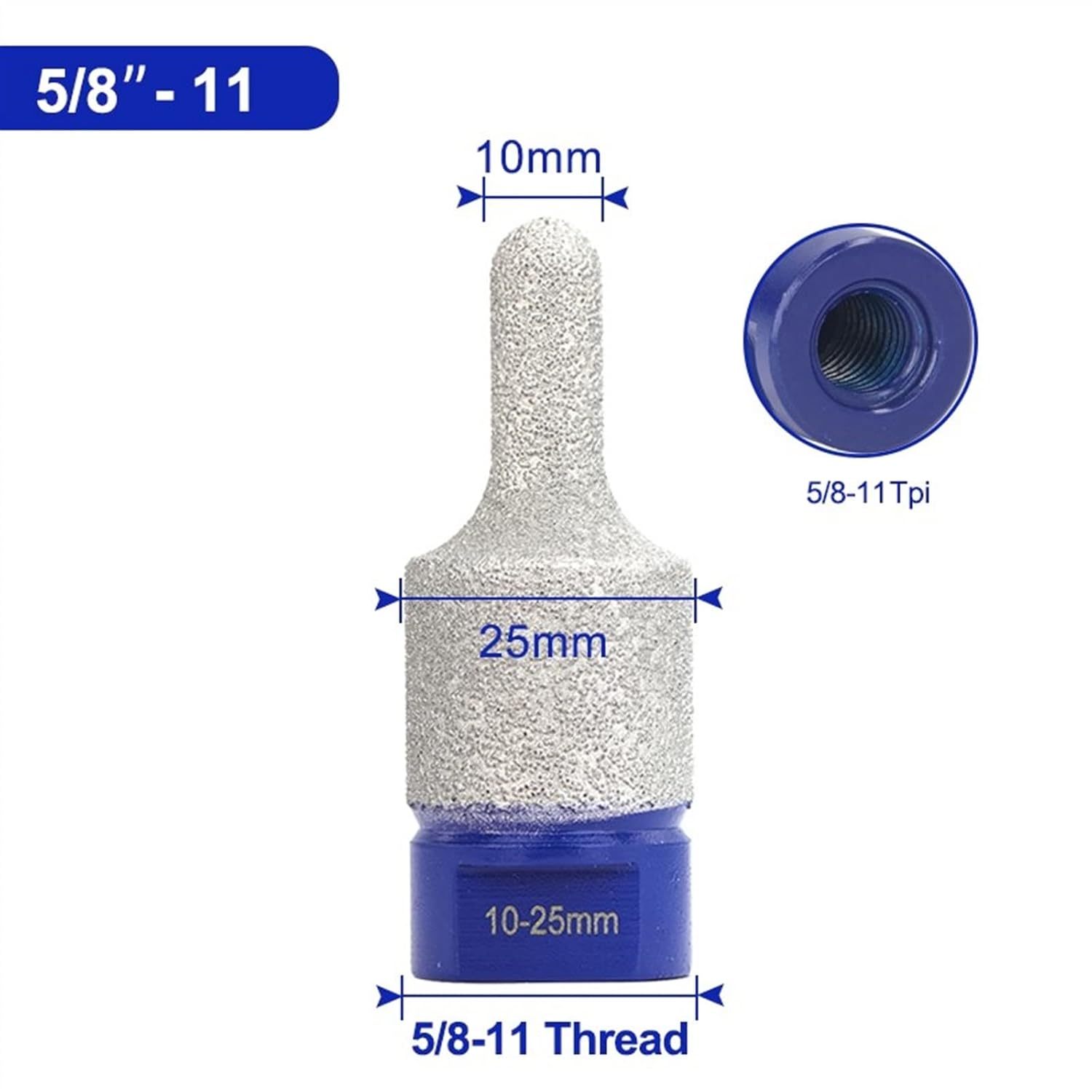 Diamond Finger Bit Milling Bit 5/8-11 Thread for Tile Stone Countertop Enlarge Grinding Hole Diamond Drill Bit 1Pcs (Color : 5l8-11 Thread)