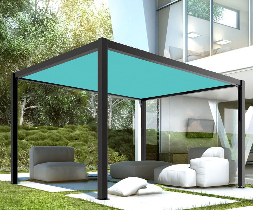 Coarbor 24'x38' Sun Shade Sail Straight Edge Rectangle Shade Cloth with Grommets Canopy Cover for Pergola Patio Deck Gazebo Block Sunlight- Turquoise