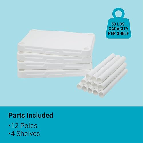 Miniatura 4 de BLACK+DECKER, Estante de almacenamiento ligero de 4 niveles, 50 librasestante (47 pulgadas de alto x 22.1 pulgadas de ancho x 14.3 pulgadas de