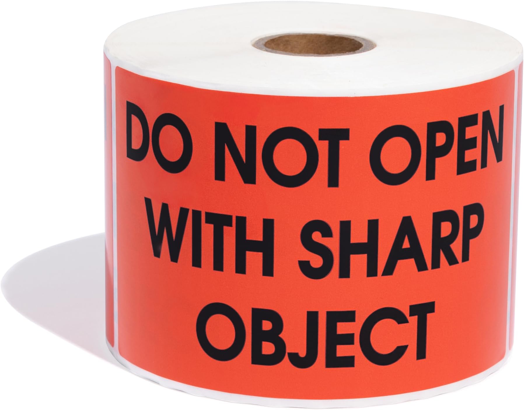 Aegis Adhesives - 3" X 5" Red Do Not Open with Sharp Object Stickers (1 Roll, 500/Roll) Warning Labels with Permanent Adhesive