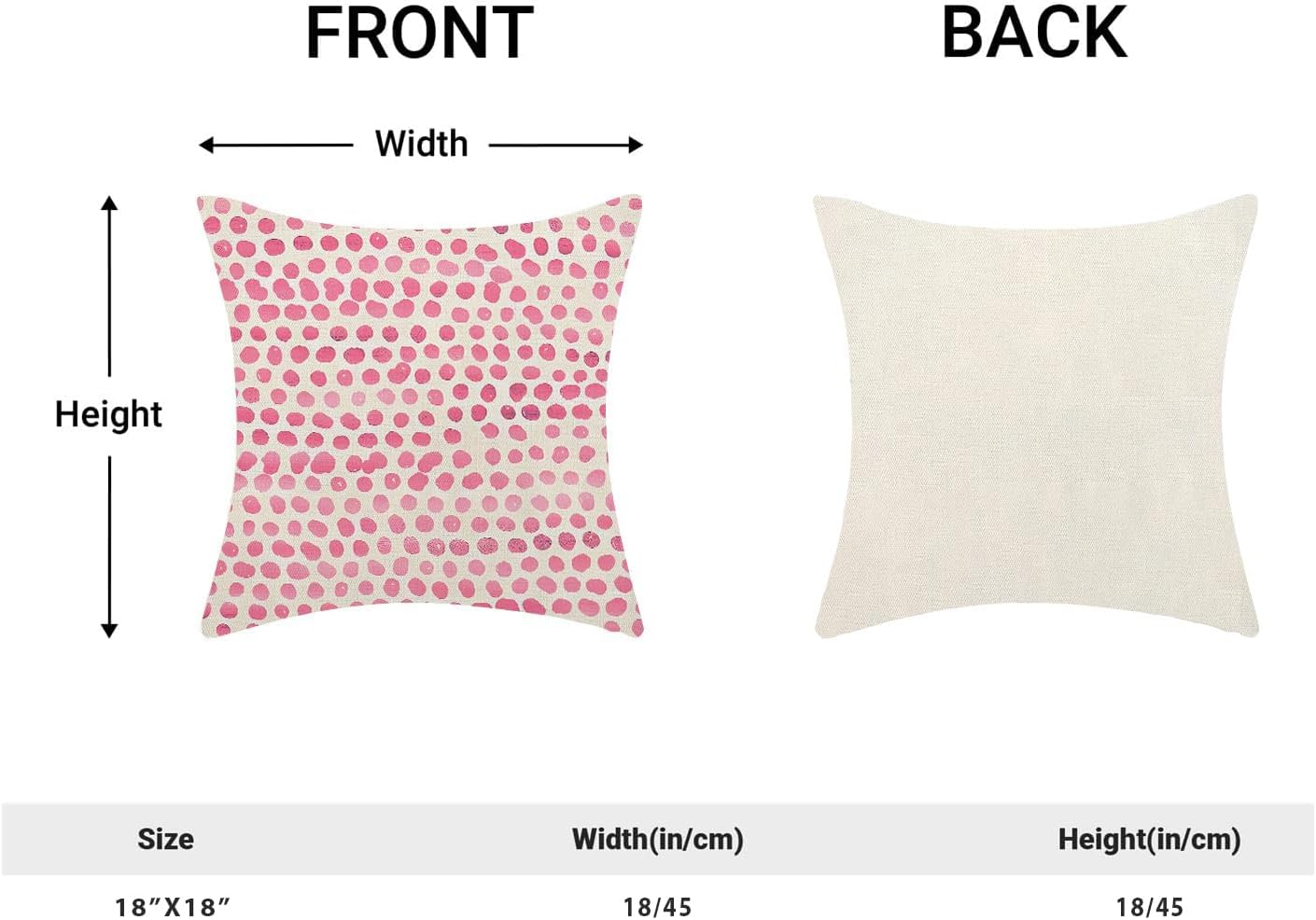 CXMEIFLY Preppy Pillow Covers 18x18 Inch Set of 2 Pink Polka Dot Outdoor Decor Throw Pillows for Couch Modern Boho Design Watercolor Aesthetic Decorative Cushion Cases for Home Sofa Bed Decorations - Image 3