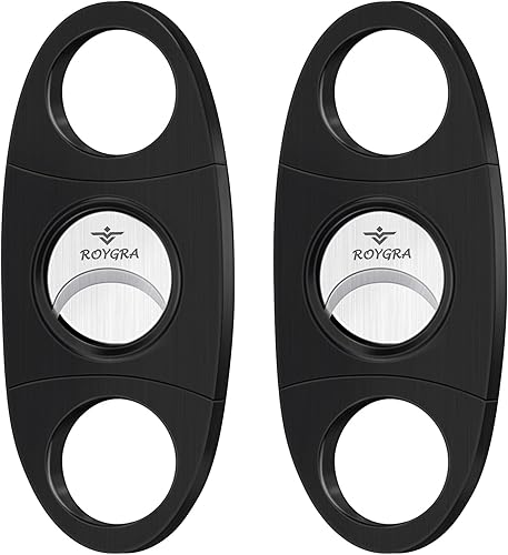 roygra Juego de cortador de puros (paquete de 2), guillotina de doble hoja, accesorios de cigarros para hombres, herramienta de accesorios de acero