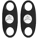 roygra Cigar Cutter Set (2 Pack), Guillotine Double Blade, Cigar Accessories for Men, Stainless Steel Smoking Accessories Tool, Portable Sharp Clean Cut - Black