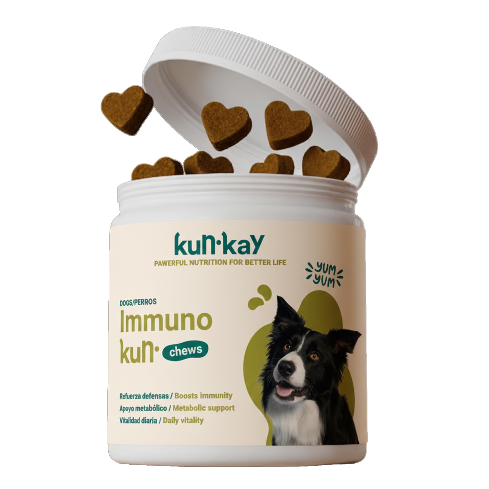 ImmunoKun - Probiotici per supporto digestivo per cani, 60 masticazioni | Premi sani, beta-glucani per rafforzamento immunitario, supporto digestivo e leishmaniasi, senza sostanze chimiche