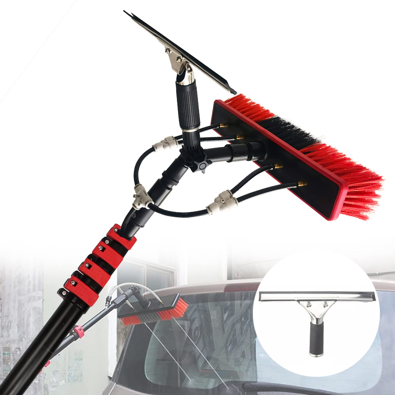 WXPGFEQ Window Cleaning KitExtendable Water Fed Pole with 4Hole Brush Head Ideal for Solar Panel Cleaning High Reach Cleaning Equipment for StreakFree